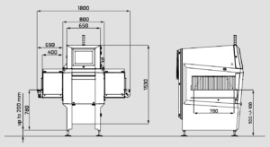 Dymond 160 røntgenmaskin designet for hygienisk bruk i næringsmiddelproduksjon.