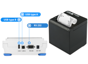 WLC presisjonsvekt koblet til printer, PC, USB-minnepinne og ekstra skjerm via RS232 og USB, med innebygd klokke og ALIBI-minne.