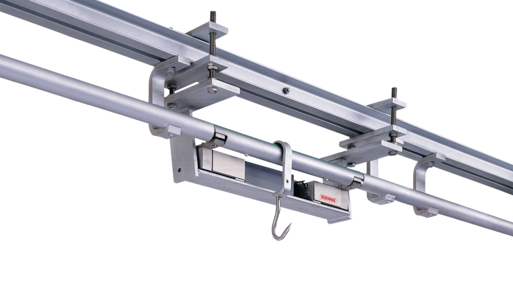 Hengebanevekter med kapasitet opptil 600 kg i ulike lengder med Ø48 mm. eller Ø60 mm.  Systemet kan installeres i eksisterende system.