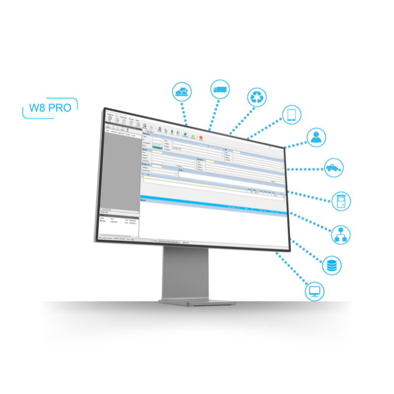 W8 Programvare til bilvekt, brovekt og lastebilvekt for presis styring, fakturering og rapportering av vektdata.